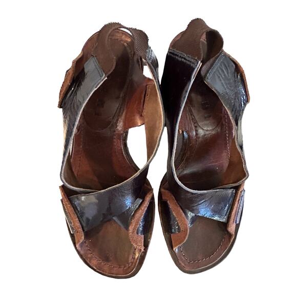 Marni Platform Heels Size 37 EU 7 US Brown‎ Patent Leather Slingback Authentic - Picture 8 of 16